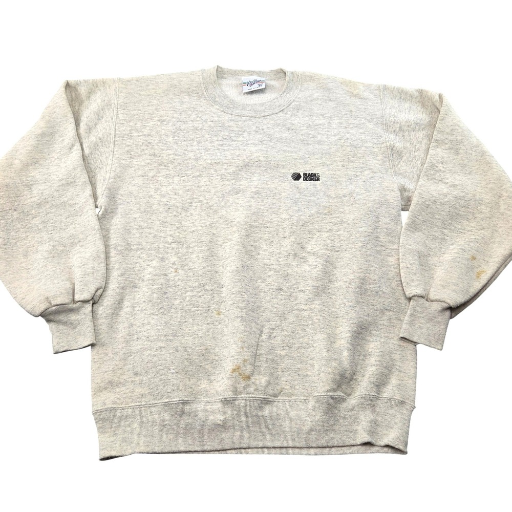Vintage Black Decker Sweatshirt XL Gray Crewneck Velva Sheen Made USA Tools MA